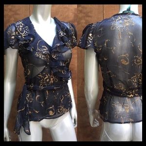 Lauren Ralph Lauren Black Gold Peplum Top 2P $109